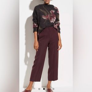 Vince Silky Straight Cropped Pants Red Wine Sz 2